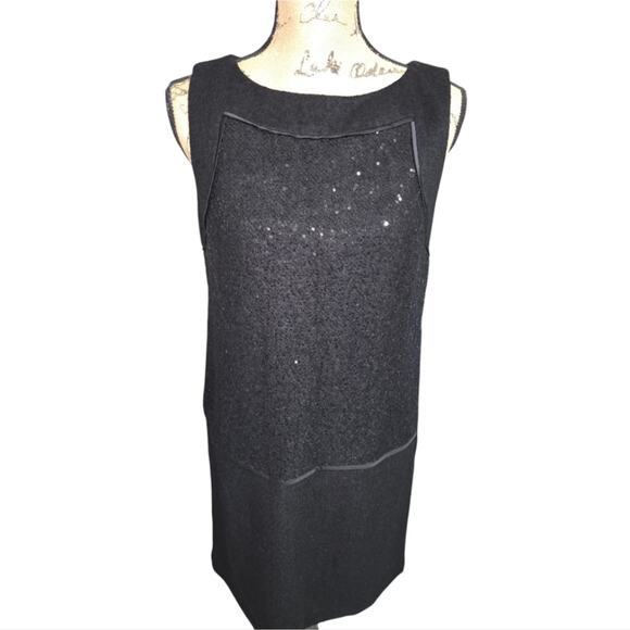 Ann Taylor Loft Wool Blend Shift Dress Sleeveless Inner Liner Sequin Size 8 - Picture 7 of 10